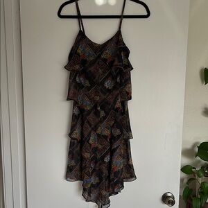 Free People Floral Brown Ruffle Dress